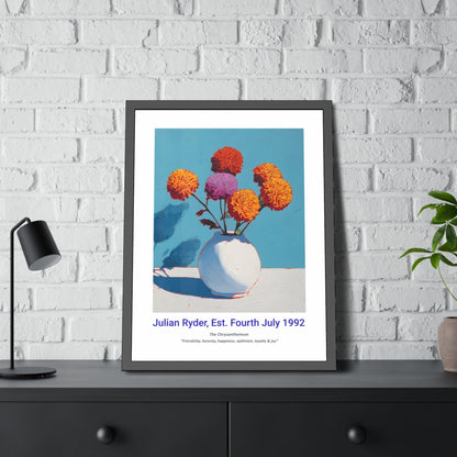 No.23 "November Chrysanthemums", Personalised, birth month flower, fine art print on museum grade paper in high quality black wooden frame