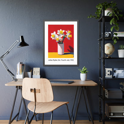 No.47 Personalised fine art flower print on museum gallery quality paper in high quality black wooden frame