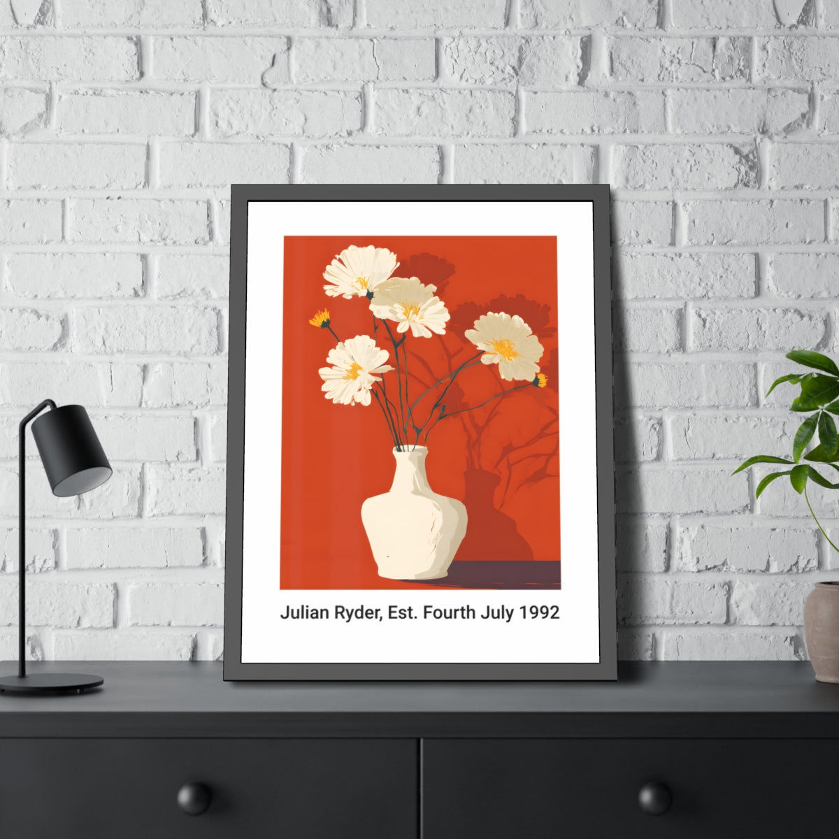 No.46 Personalised fine art flower print on museum gallery quality paper in high quality black wooden frame