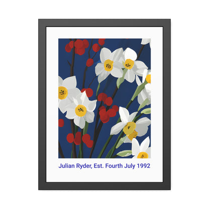 No.54 Personalised fine art flower print on museum gallery quality paper in high quality black wooden frame