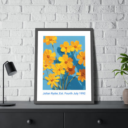 No.56 Personalised fine art flower print on museum gallery quality paper in high quality black wooden frame