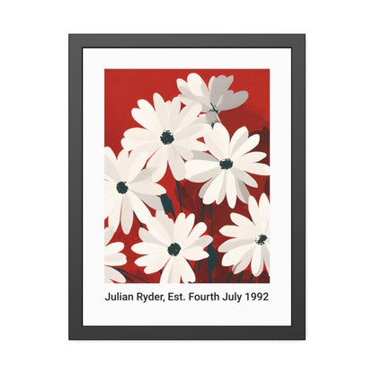 No.57 Personalised fine art flower print on museum gallery quality paper in high quality black wooden frame
