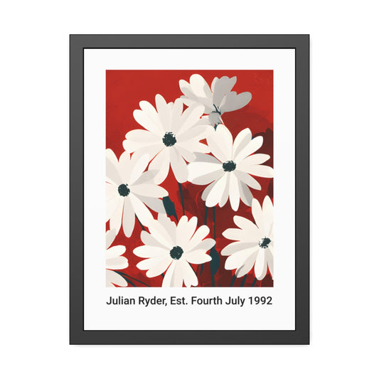 No.57 Personalised fine art flower print on museum gallery quality paper in high quality black wooden frame