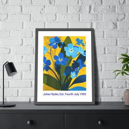 No.55 Personalised fine art flower print on museum gallery quality paper in high quality black wooden frame
