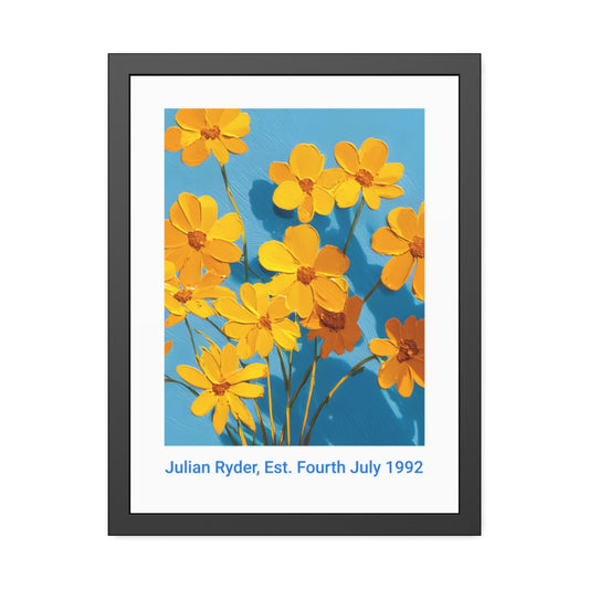 No.56 Personalised fine art flower print on museum gallery quality paper in high quality black wooden frame