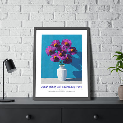 No.21 "September Asters", Personalised, birth month flower, fine art print on museum grade paper in high quality black wooden frame
