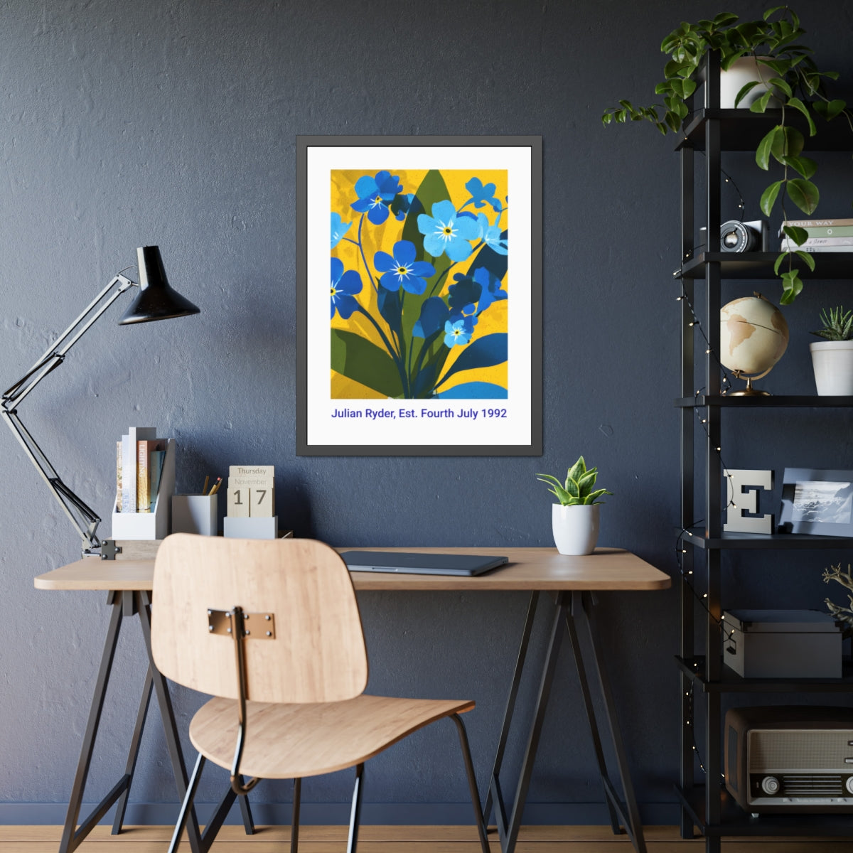 No.55 Personalised fine art flower print on museum gallery quality paper in high quality black wooden frame