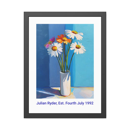 No.44 Personalised fine art flower print on museum gallery quality paper in high quality black wooden frame
