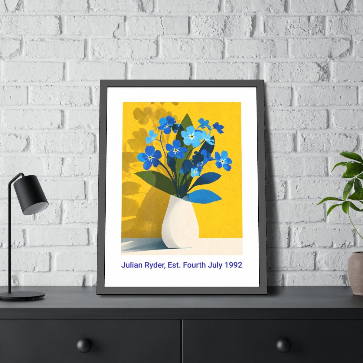 No.48 Personalised fine art flower print on museum gallery quality paper in high quality black wooden frame