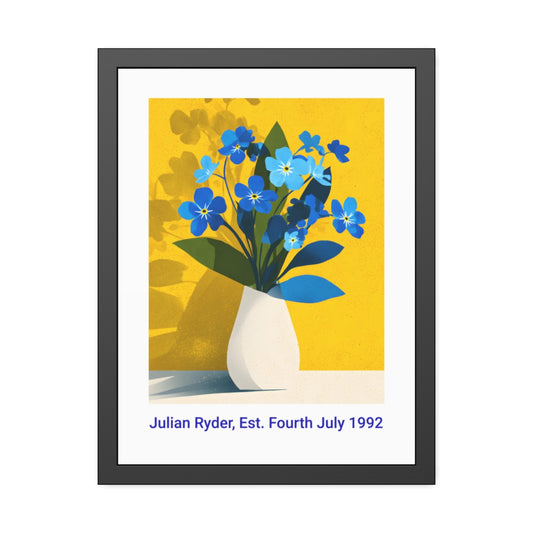 No.48 Personalised fine art flower print on museum gallery quality paper in high quality black wooden frame