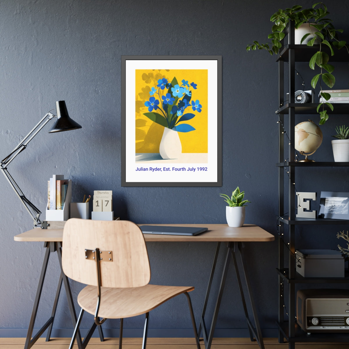 No.48 Personalised fine art flower print on museum gallery quality paper in high quality black wooden frame