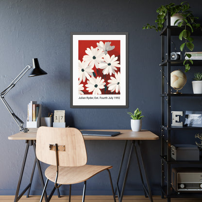 No.57 Personalised fine art flower print on museum gallery quality paper in high quality black wooden frame