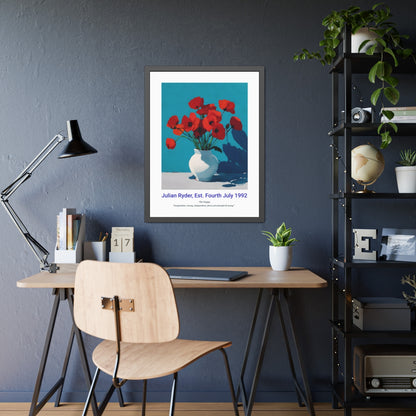 No.20 "August Poppies", Personalised, birth month flower, fine art print on museum grade paper in high quality black wooden frame