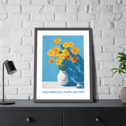No.52 Personalised fine art flower print on museum gallery quality paper in high quality black wooden frame