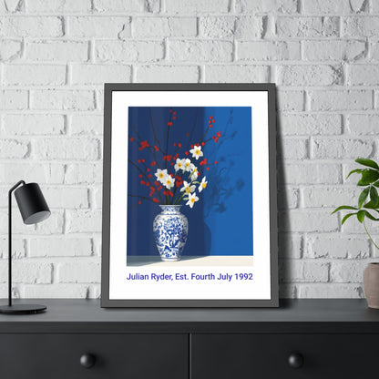 No.51 Personalised fine art flower print on museum gallery quality paper in high quality black wooden frame