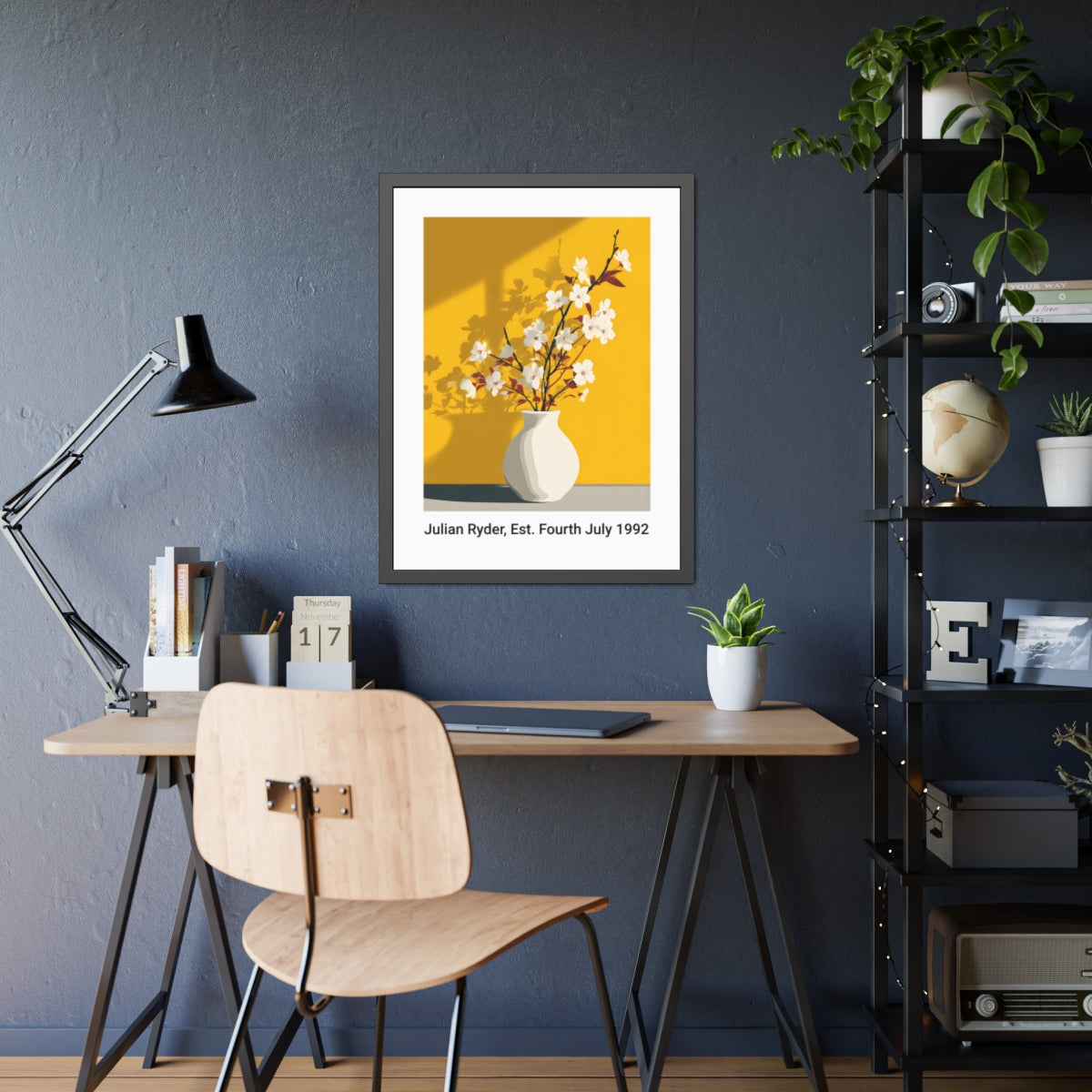 No.53 Personalised fine art flower print on museum gallery quality paper in high quality black wooden frame