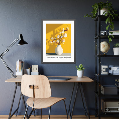 No.53 Personalised fine art flower print on museum gallery quality paper in high quality black wooden frame