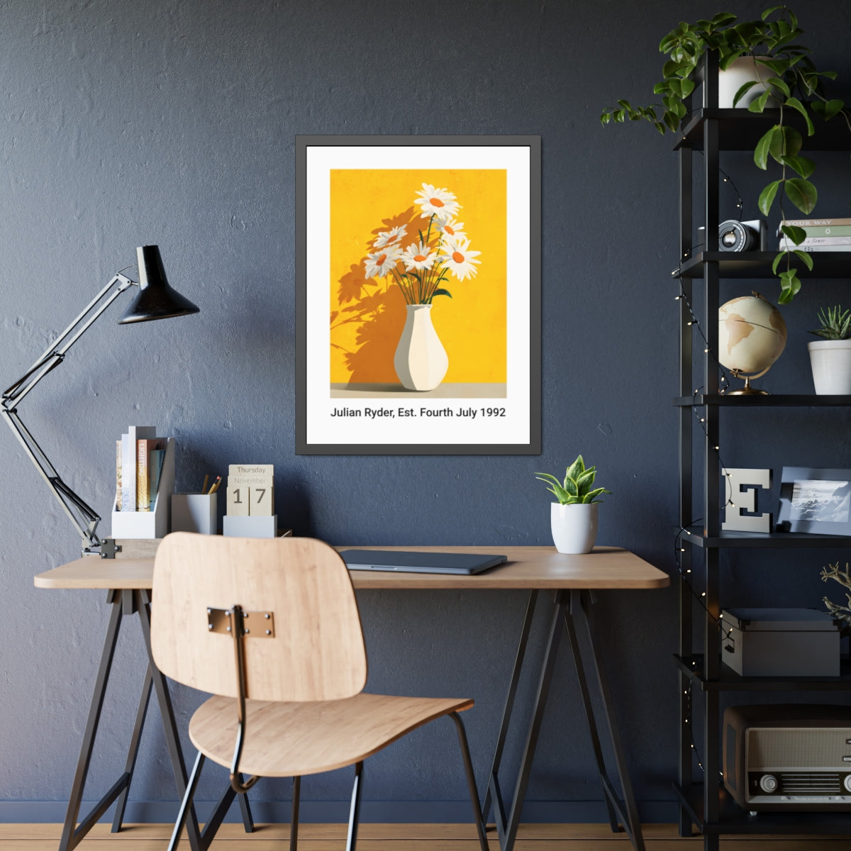 No.50 Personalised fine art flower print on museum gallery quality paper in high quality black wooden frame