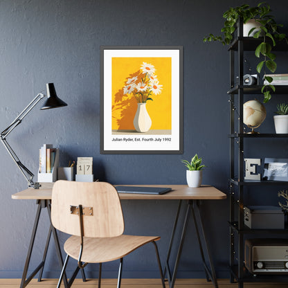 No.50 Personalised fine art flower print on museum gallery quality paper in high quality black wooden frame