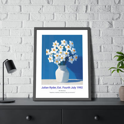 No.24 "December Narcissus", Personalised, birth month flower, fine art print on museum grade paper in high quality black wooden frame