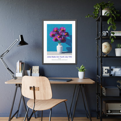 No.21 "September Asters", Personalised, birth month flower, fine art print on museum grade paper in high quality black wooden frame