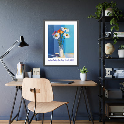 No.44 Personalised fine art flower print on museum gallery quality paper in high quality black wooden frame