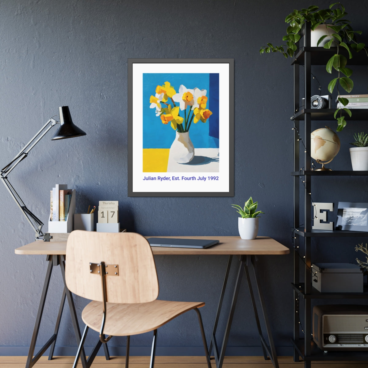 No.43 Personalised fine art flower print on museum gallery quality paper in high quality black wooden frame