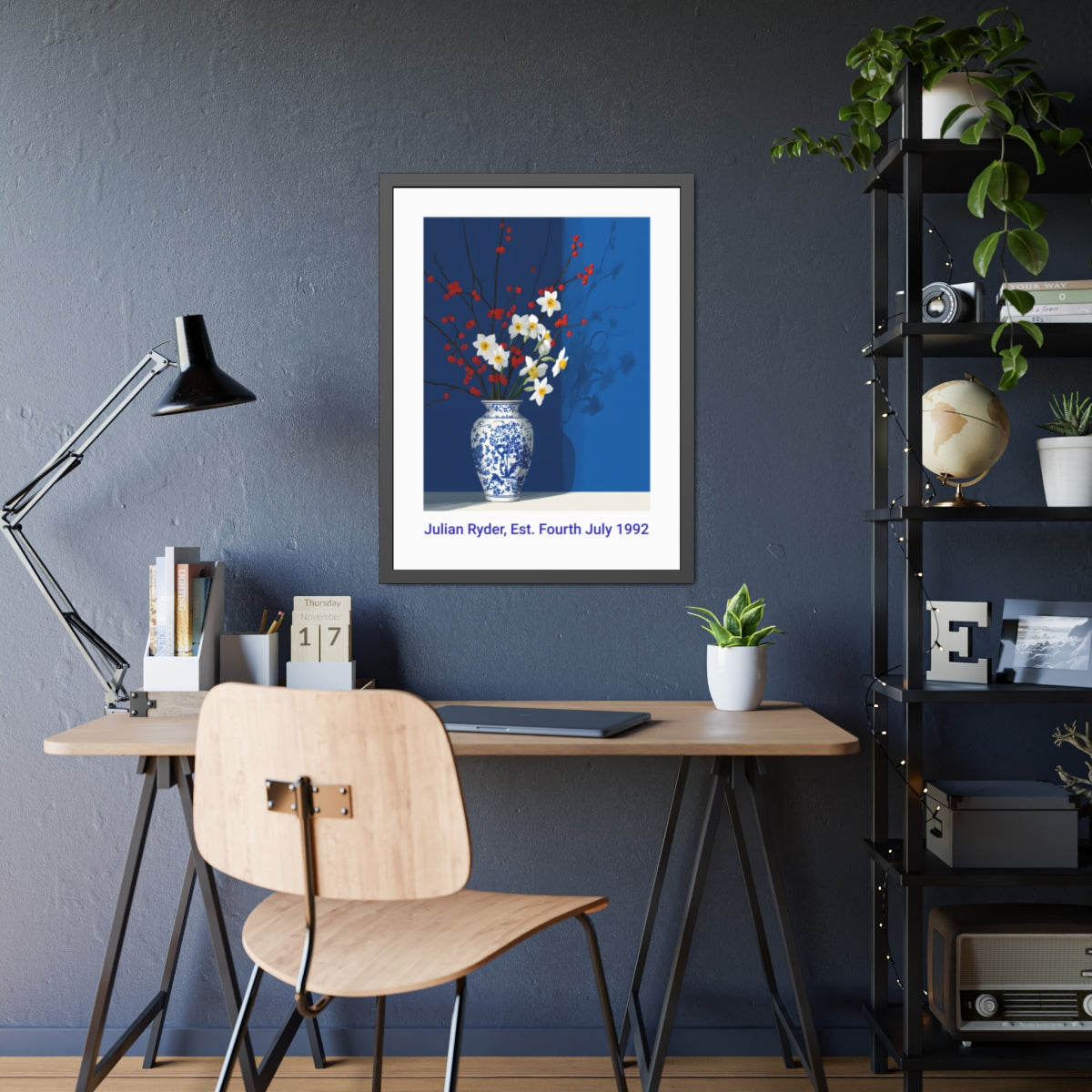 No.51 Personalised fine art flower print on museum gallery quality paper in high quality black wooden frame