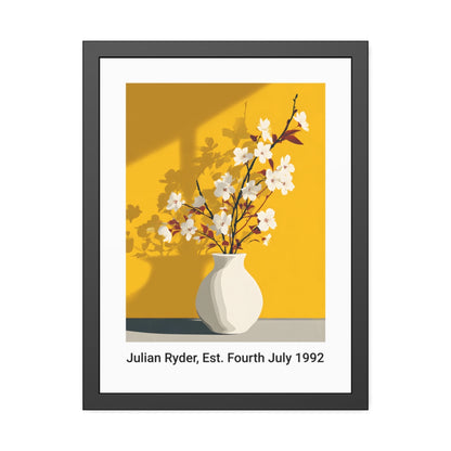 No.53 Personalised fine art flower print on museum gallery quality paper in high quality black wooden frame