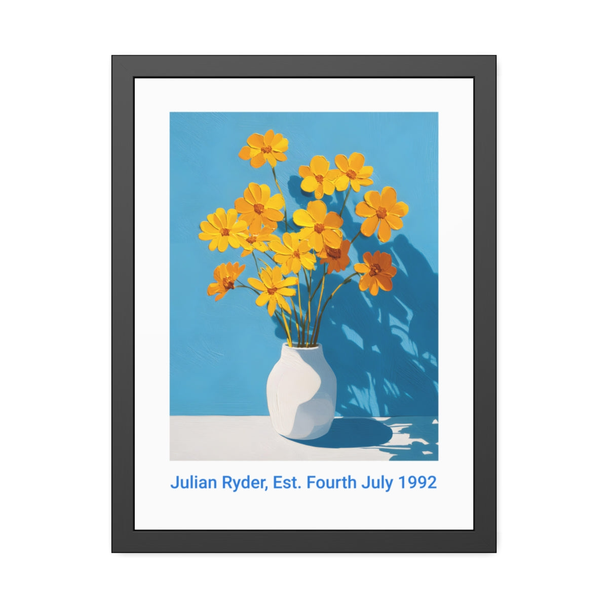 No.52 Personalised fine art flower print on museum gallery quality paper in high quality black wooden frame