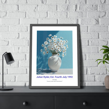 No.16 "April Daisies", Personalised, birth month flower, fine art print on museum grade paper in high quality black wooden frame