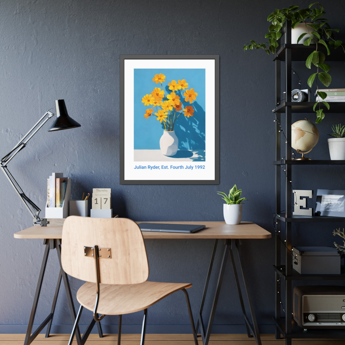 No.52 Personalised fine art flower print on museum gallery quality paper in high quality black wooden frame