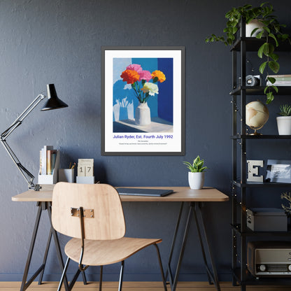 No.13 "January Carnations", Personalised, birth month flower, fine art print on museum grade paper in high quality black wooden frame