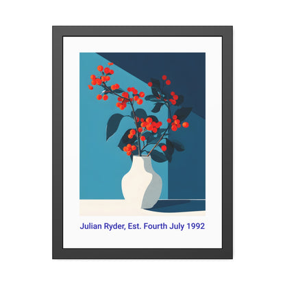No.45 Personalised fine art flower print on museum gallery quality paper in high quality black wooden frame
