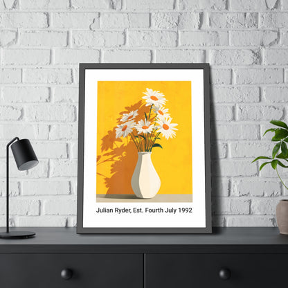 No.50 Personalised fine art flower print on museum gallery quality paper in high quality black wooden frame