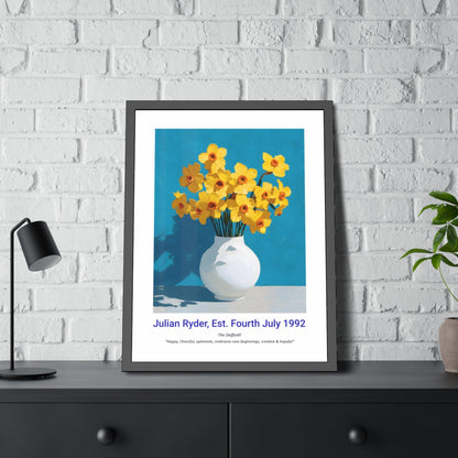 No.15 "March Daffodils", Personalised, birth month flower, fine art print on museum grade paper in high quality black wooden frame