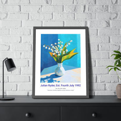 No.17 "May Lily of the Valley", Personalised, birth month flower, fine art print on museum grade paper in high quality black wooden frame