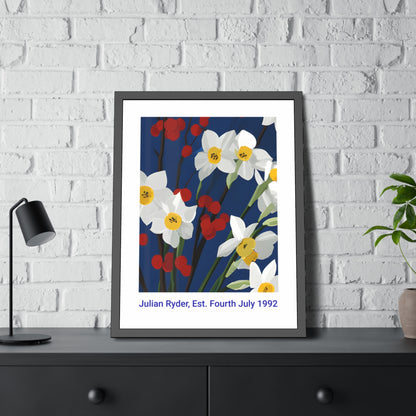 No.54 Personalised fine art flower print on museum gallery quality paper in high quality black wooden frame