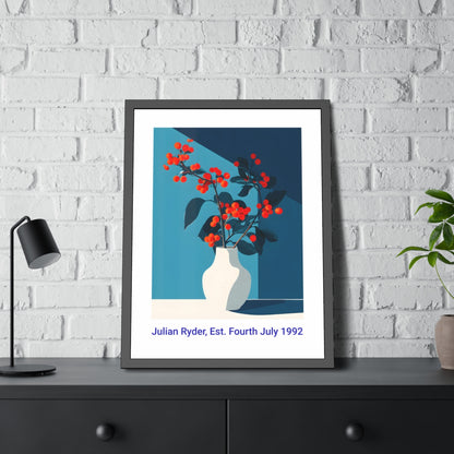 No.45 Personalised fine art flower print on museum gallery quality paper in high quality black wooden frame