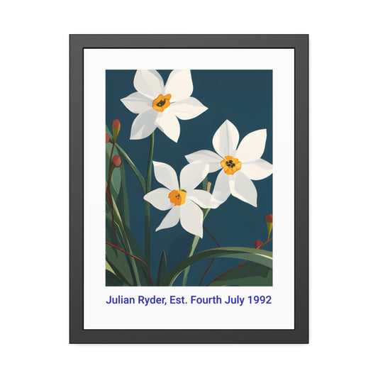 No.60 Personalised fine art flower print on museum gallery quality paper in high quality black wooden frame