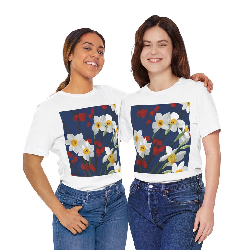 No.84 Floral Fine Art T-Shirt, Premium Quality Tee with YOUR Personalized Quote on Back