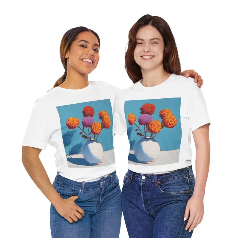 No.71 November Chrysanthemums Birth Flower T-Shirt – Premium Fine Art Tee with YOUR Personalized Quote on Back