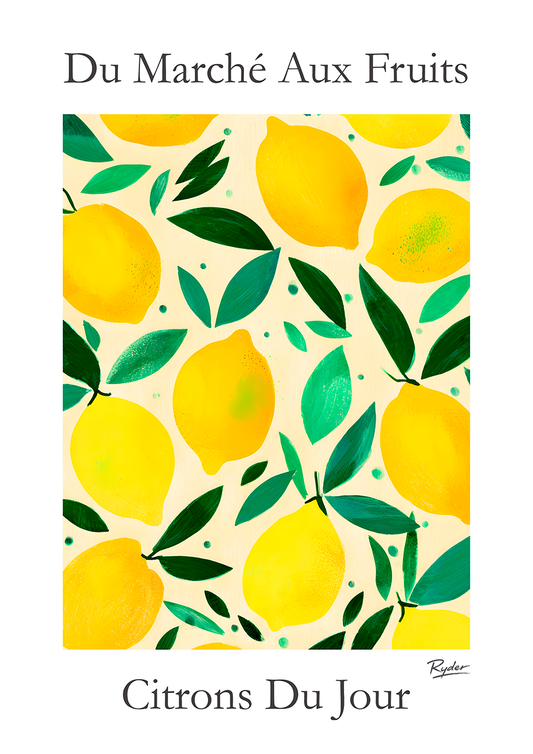 Citrons, Vintage French Market Fruit Poster Collection, Kitchen Wall Art Fruit Print, Vintage Fruit Market Poster, Kitchen Decor, Food Lover Gift
