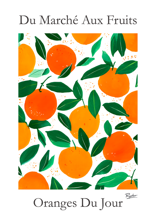 Oranges, Vintage French Market Fruit Poster Collection, Kitchen Wall Art Fruit Print, Vintage Fruit Market Poster, Kitchen Decor, Food Lover Gift
