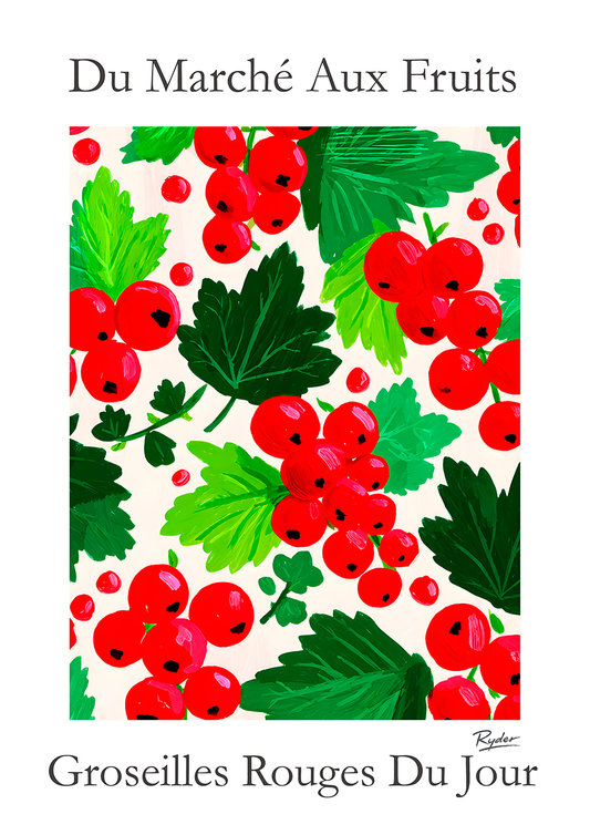Groseilles, Vintage French Market Fruit Poster Collection, Kitchen Wall Art Fruit Print, Vintage Fruit Market Poster, Kitchen Decor, Food Lover Gift