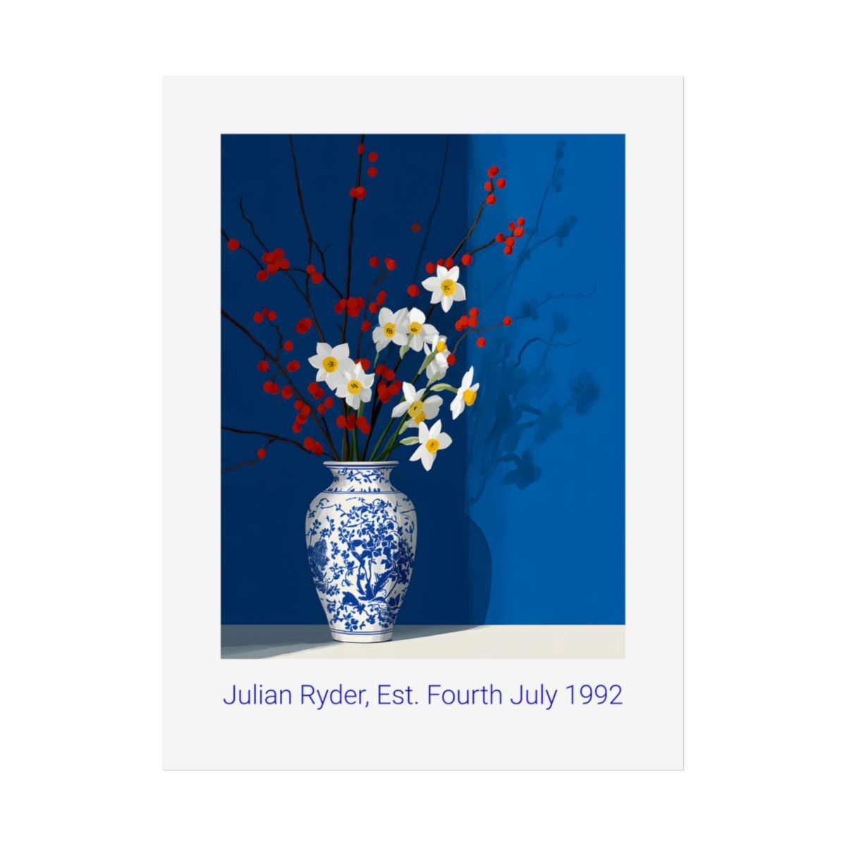 No.33 Personalised fine art flower print on museum gallery quality paper, customise the text to create a lifetime gift