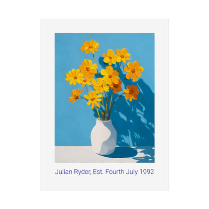 No.34 Personalised fine art flower print on museum gallery quality paper, customise the text to create a lifetime gift