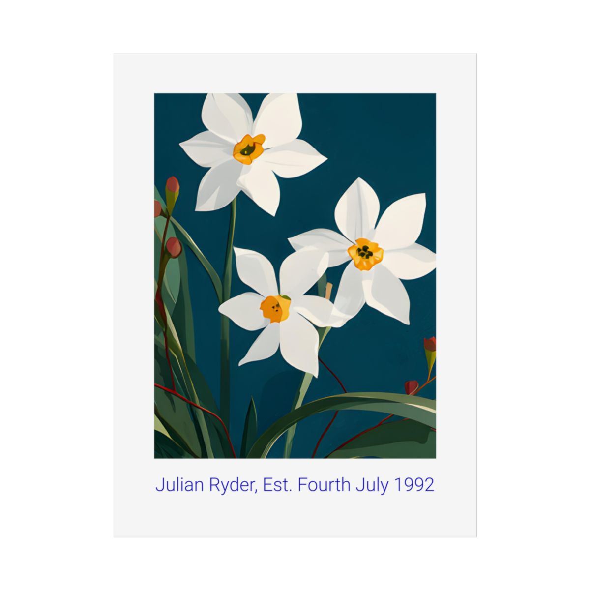 No.42 Personalised fine art flower print on museum gallery quality paper, customise the text to create a lifetime gift