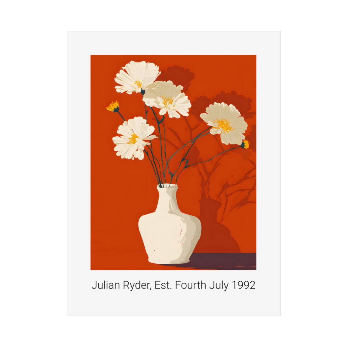 No.28 Personalised fine art flower print on museum gallery quality paper, customise the text to create a lifetime gift