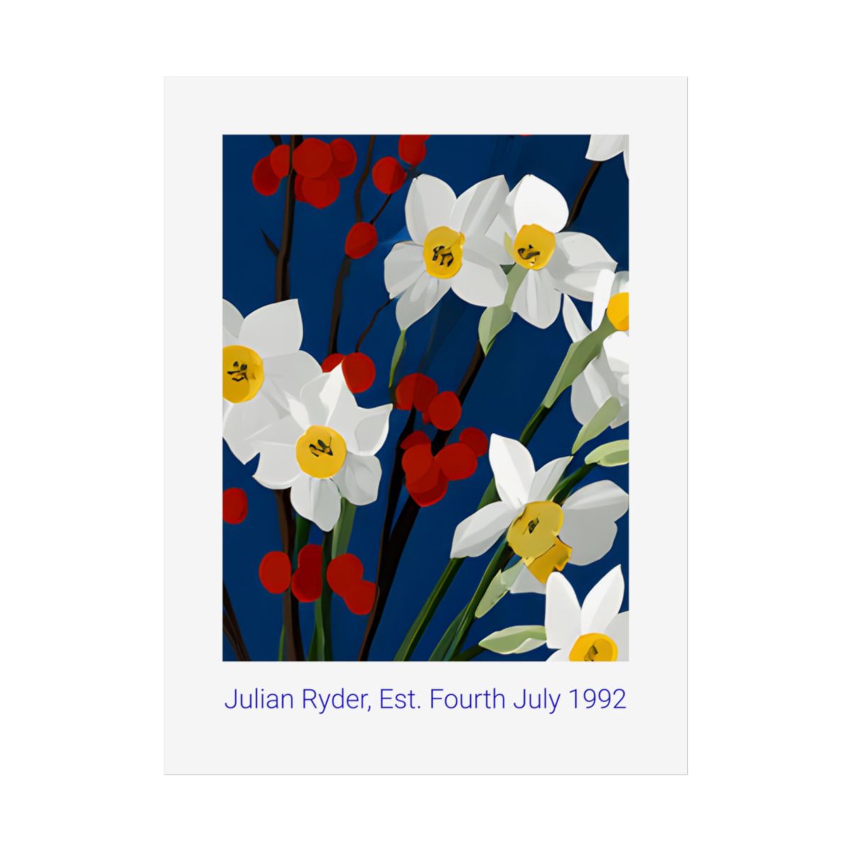 No.36 Personalised fine art flower print on museum gallery quality paper, customise the text to create a lifetime gift